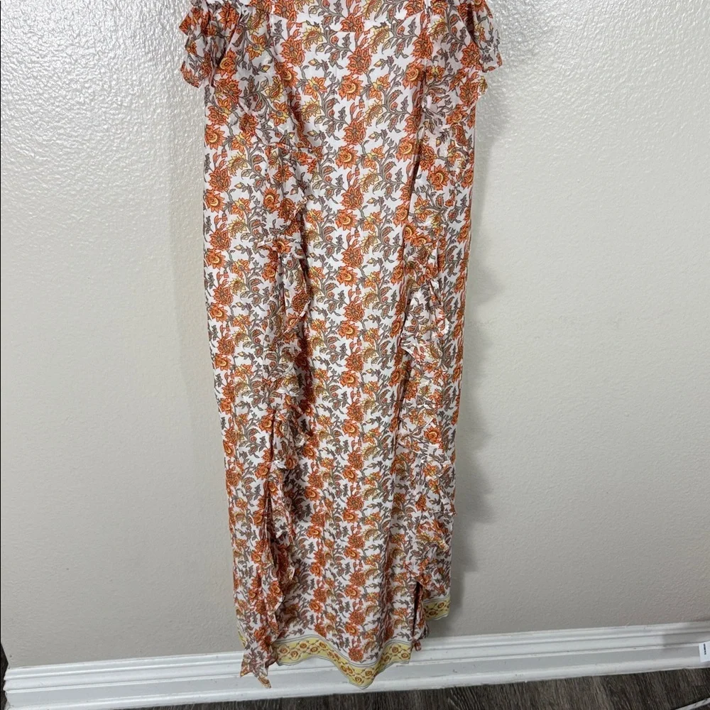 J. Crew Collection Cascading Ruffle Dress in Sunset Rose Block Print Chiffon